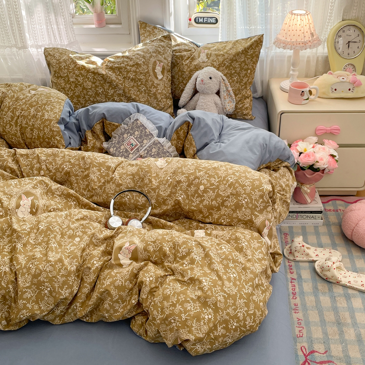 91家纺网 家纺一手货源 找家纺 瑞禾家纺 2026新款古法水洗四件套下载文件包含买家秀 焦糖花影