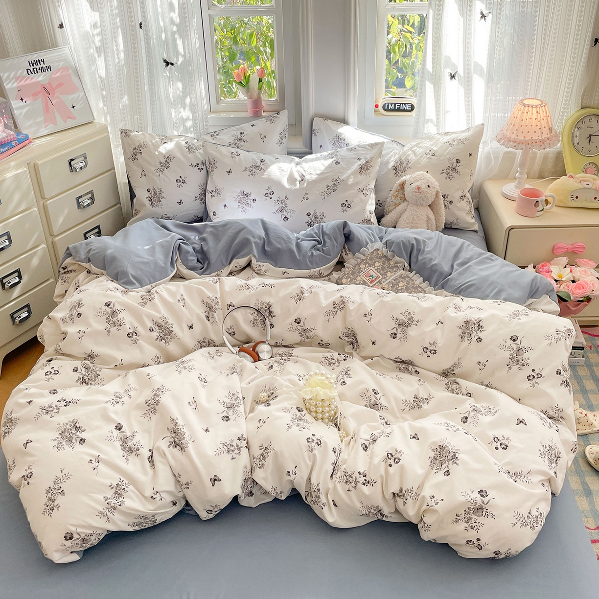 91家纺网 家纺一手货源 找家纺 瑞禾家纺 2026新款古法水洗四件套下载文件包含买家秀 梦幻花蝶