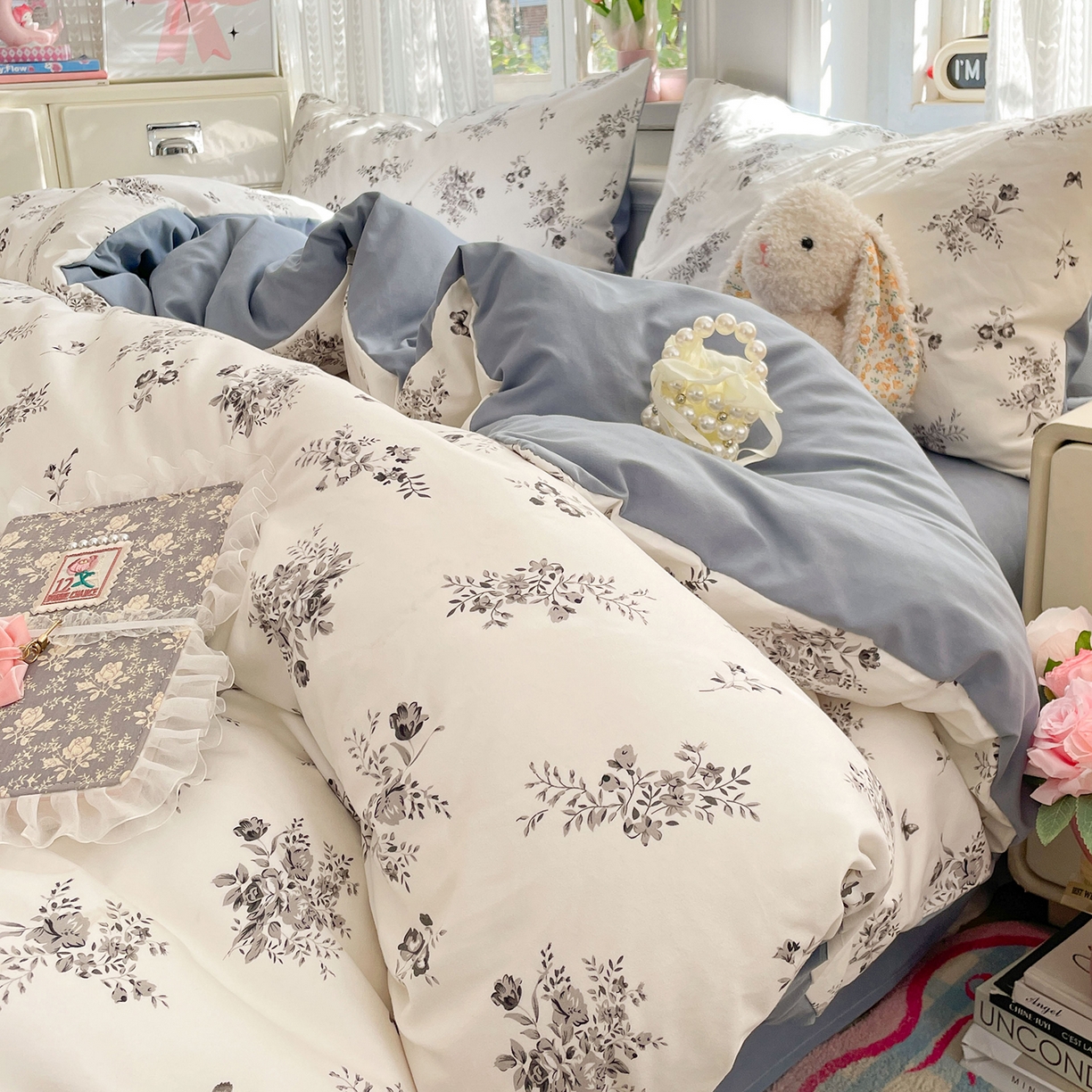 91家纺网 家纺一手货源 找家纺 瑞禾家纺 2026新款古法水洗四件套下载文件包含买家秀 梦幻花蝶