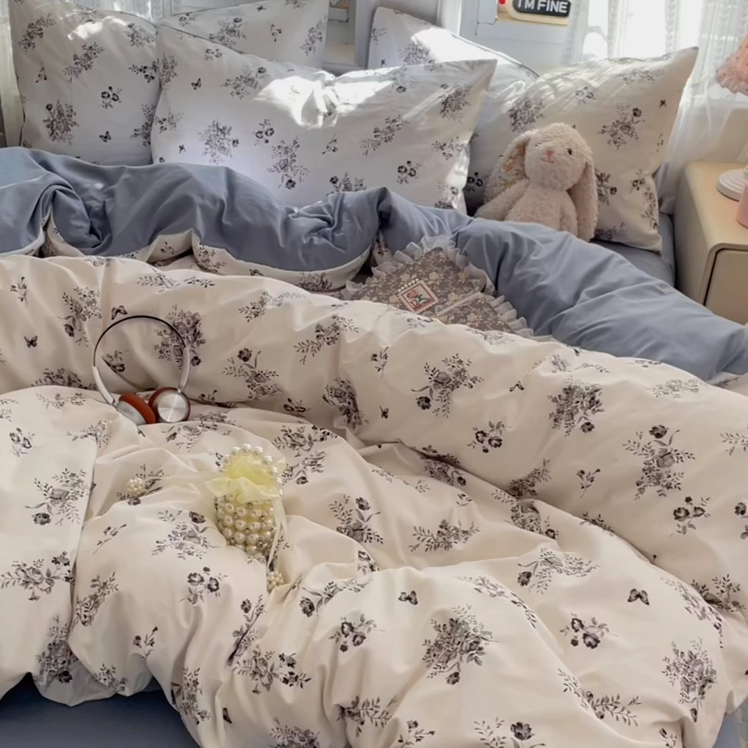 91家纺网 家纺一手货源 找家纺 瑞禾家纺 2026新款古法水洗四件套下载文件包含买家秀 梦幻花蝶