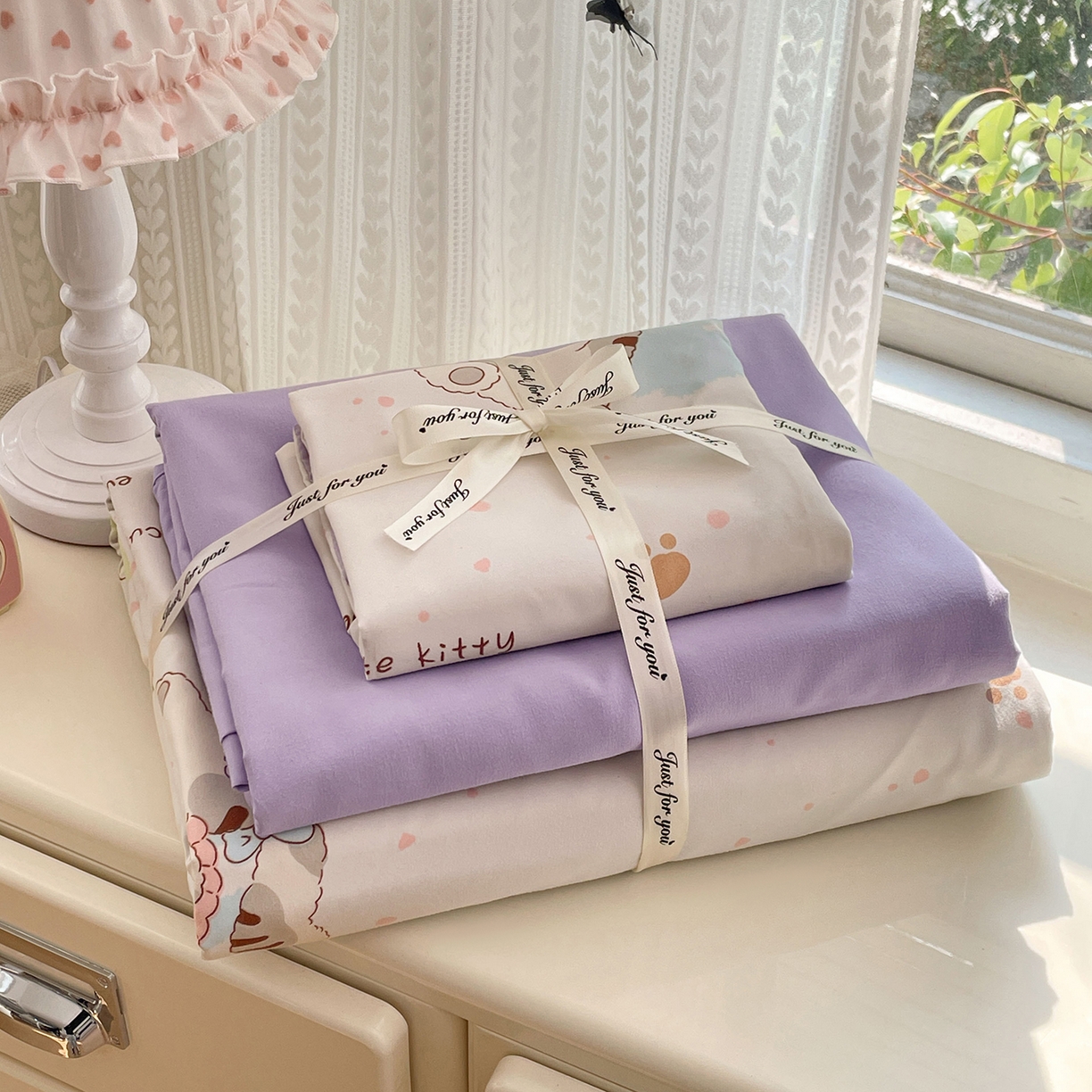 91家纺网 家纺一手货源 找家纺 瑞禾家纺 2026新款古法水洗四件套下载文件包含买家秀 奶糖小猫