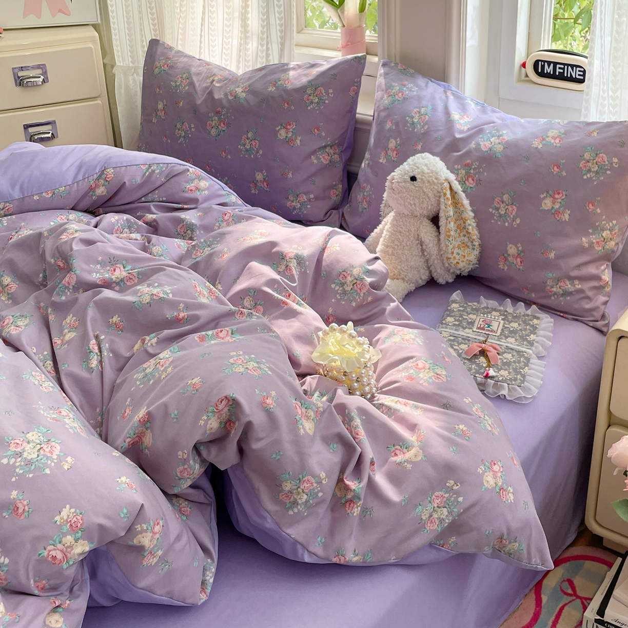 瑞禾家纺 2026新款古法水洗四件套下载文件包含买家秀 柔紫繁花