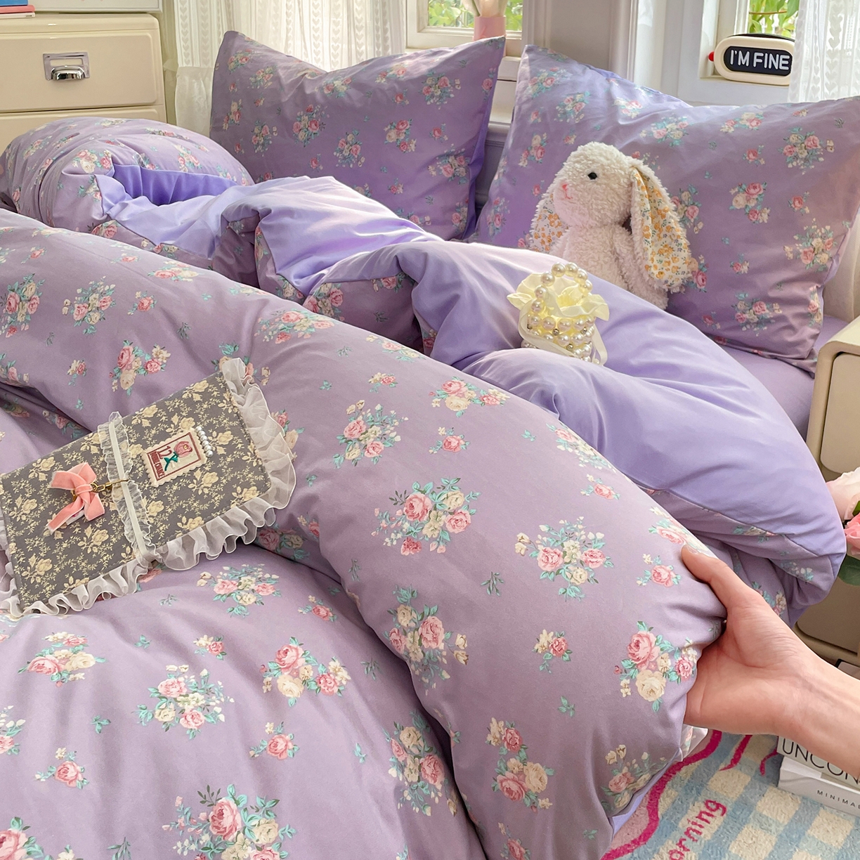 91家纺网 家纺一手货源 找家纺 瑞禾家纺 2026新款古法水洗四件套下载文件包含买家秀 柔紫繁花