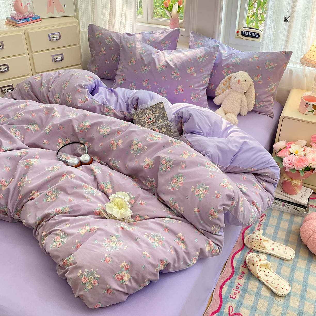 91家纺网 家纺一手货源 找家纺 瑞禾家纺 2026新款古法水洗四件套下载文件包含买家秀 柔紫繁花