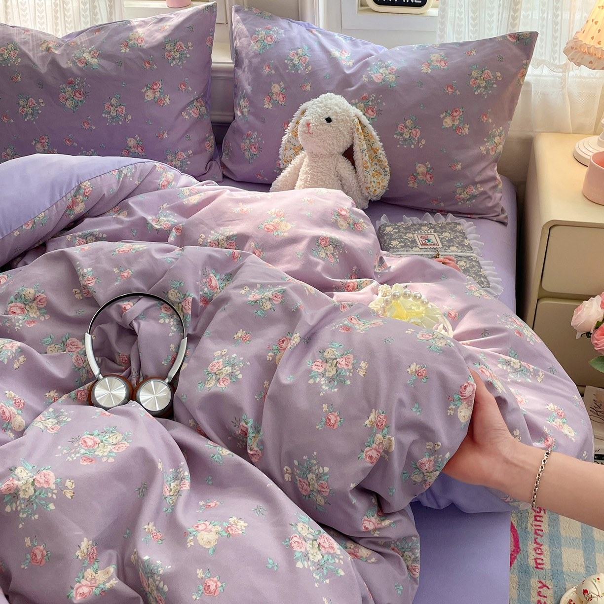 91家纺网 家纺一手货源 找家纺 瑞禾家纺 2026新款古法水洗四件套下载文件包含买家秀 柔紫繁花