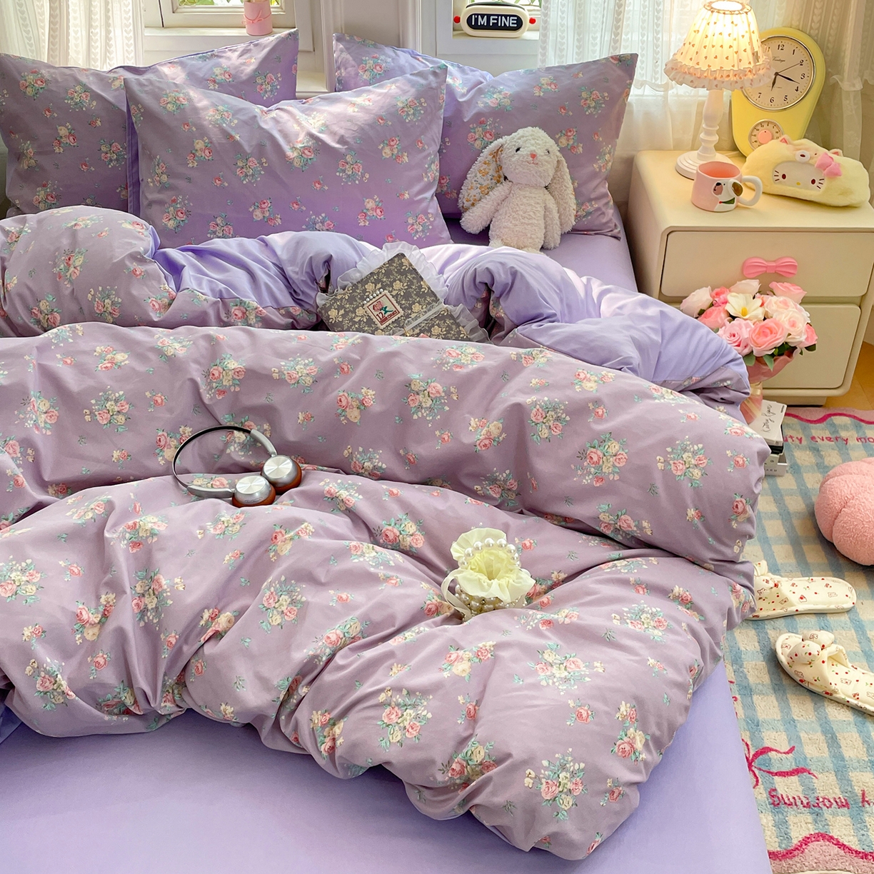 91家纺网 家纺一手货源 找家纺 瑞禾家纺 2026新款古法水洗四件套下载文件包含买家秀 柔紫繁花