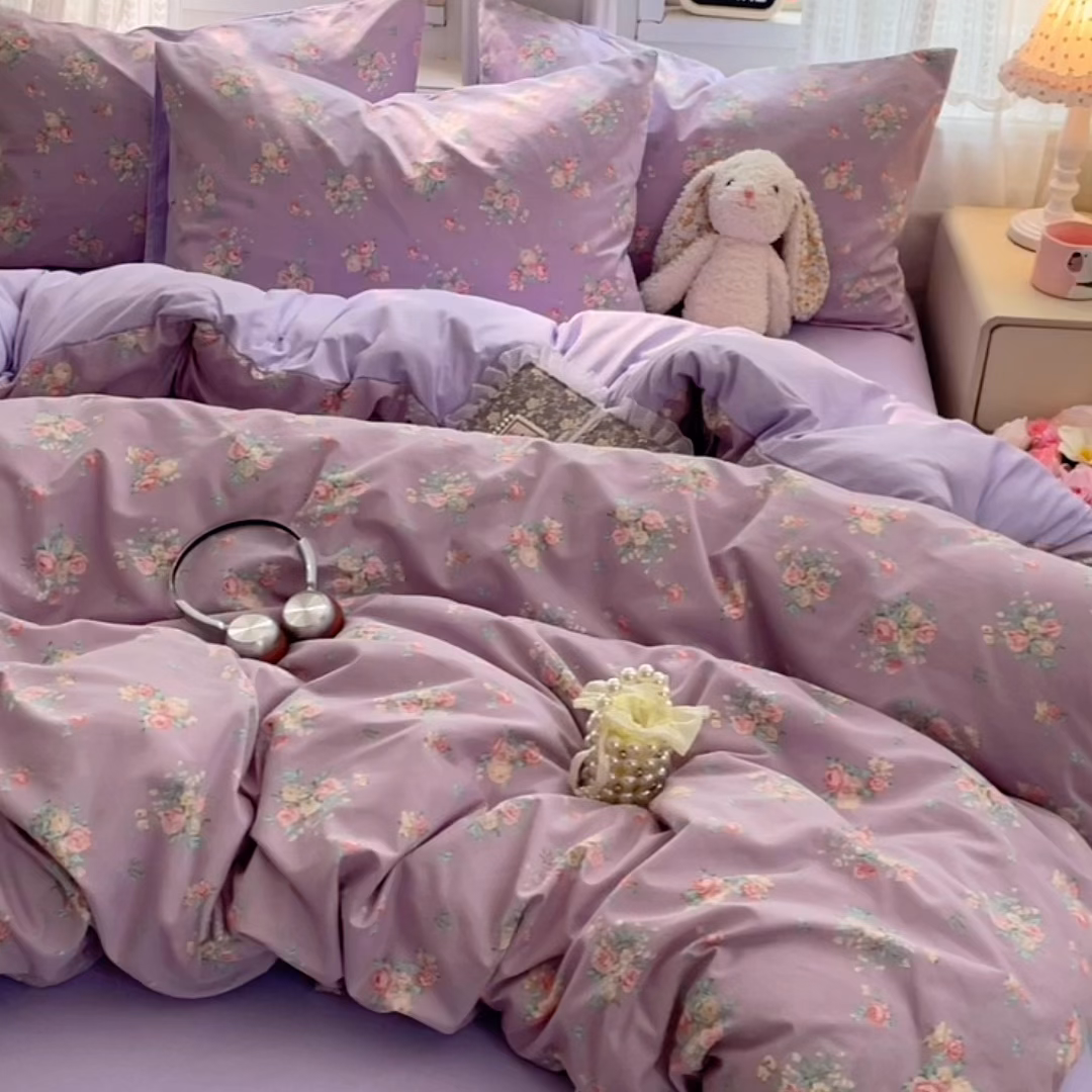 91家纺网 家纺一手货源 找家纺 瑞禾家纺 2026新款古法水洗四件套下载文件包含买家秀 柔紫繁花