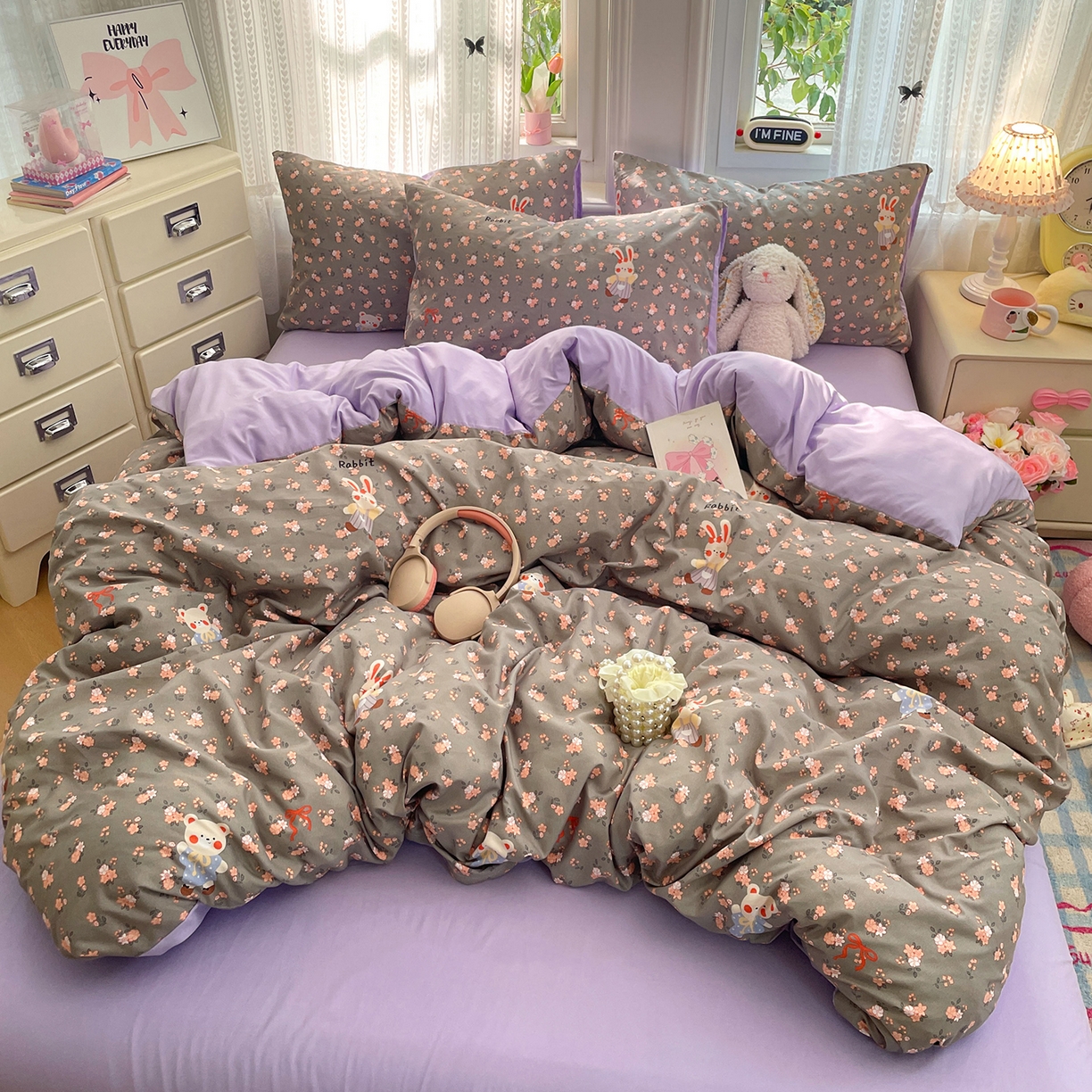 91家纺网 家纺一手货源 找家纺 瑞禾家纺 2026新款古法水洗四件套下载文件包含买家秀 森屿花兔