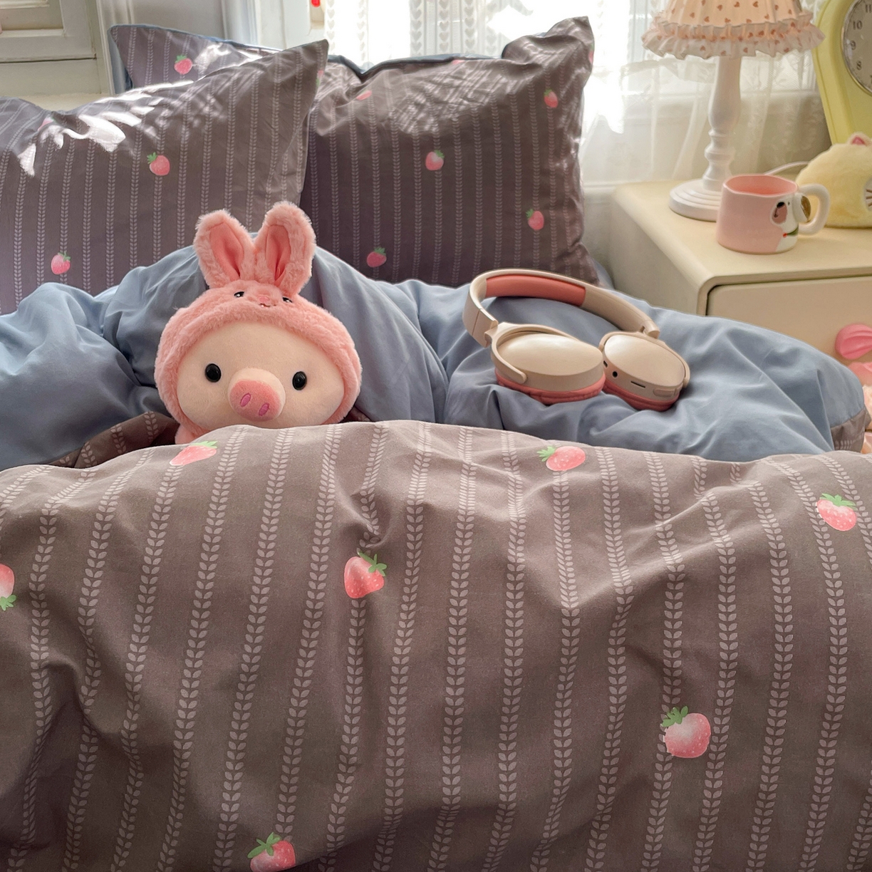 91家纺网 家纺一手货源 找家纺 瑞禾家纺 2026新款古法水洗四件套下载文件包含买家秀 甜酷草莓