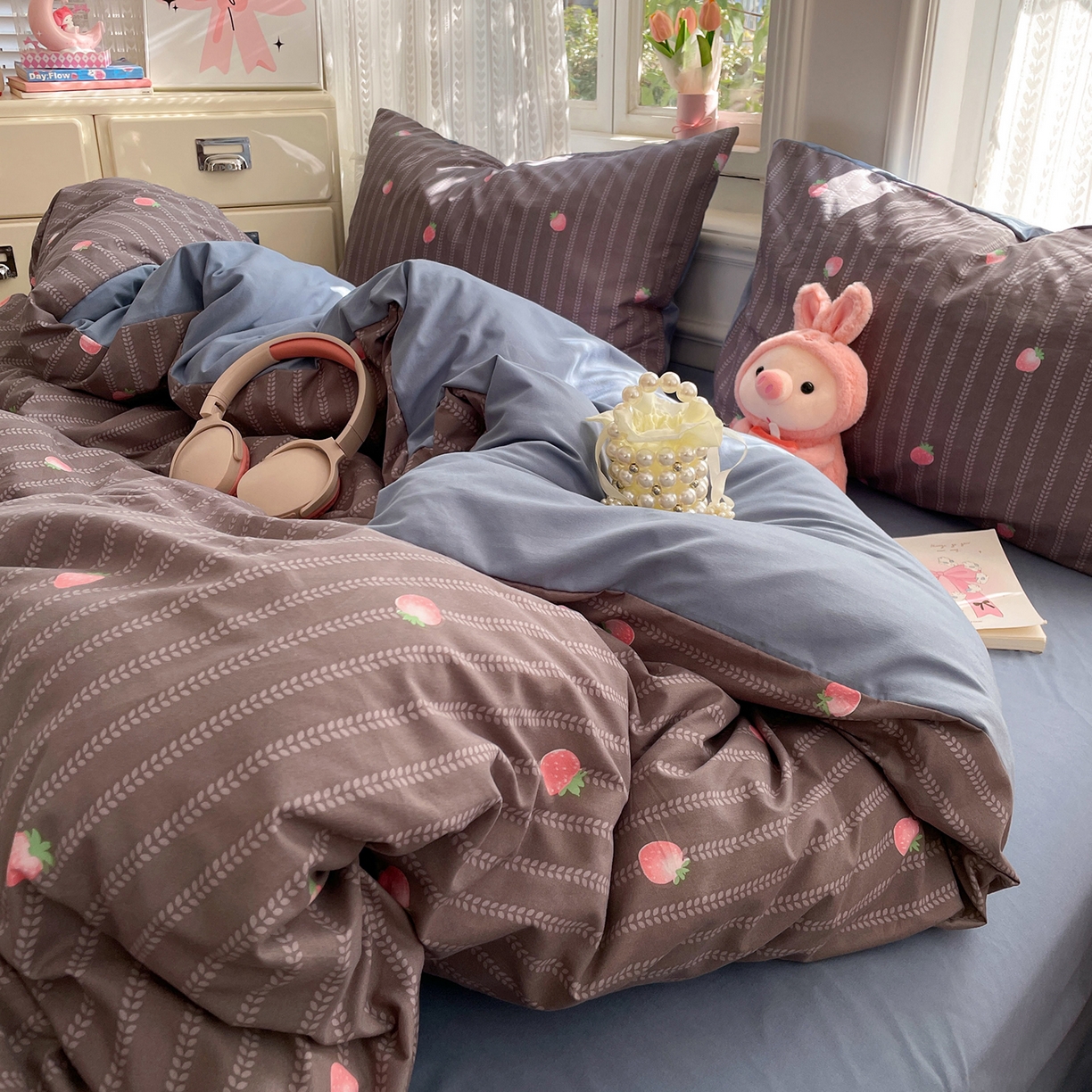 91家纺网 家纺一手货源 找家纺 瑞禾家纺 2026新款古法水洗四件套下载文件包含买家秀 甜酷草莓