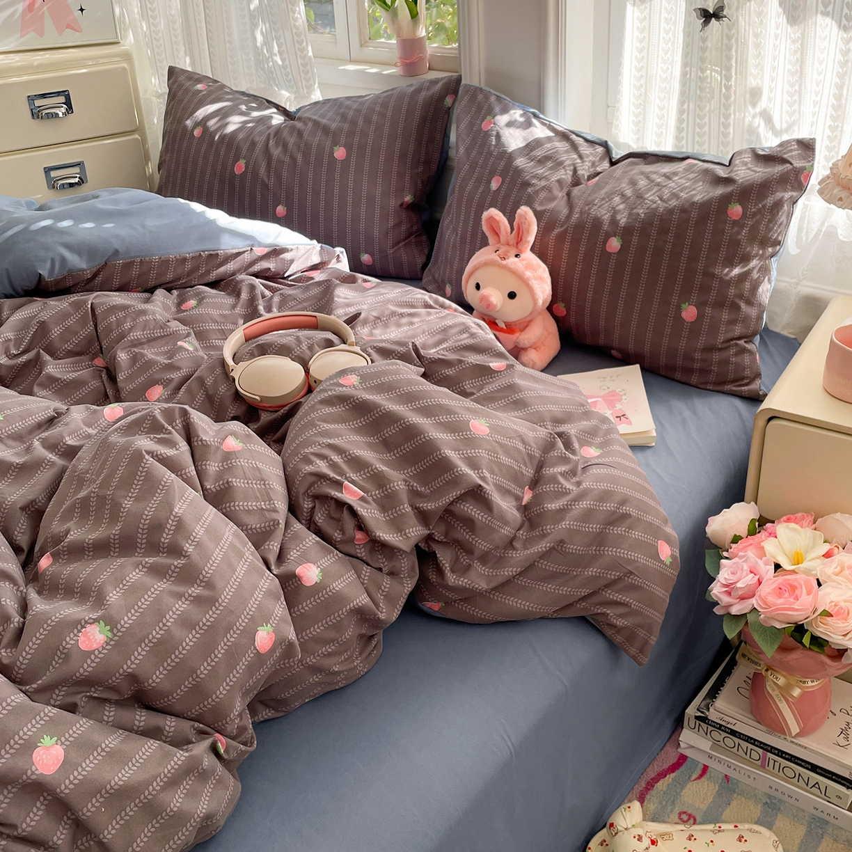 91家纺网 家纺一手货源 找家纺 瑞禾家纺 2026新款古法水洗四件套下载文件包含买家秀 甜酷草莓