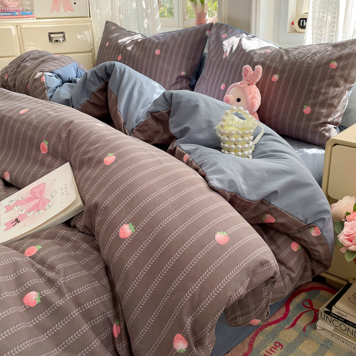 91家纺网 家纺一手货源 找家纺 瑞禾家纺 2026新款古法水洗四件套下载文件包含买家秀 甜酷草莓