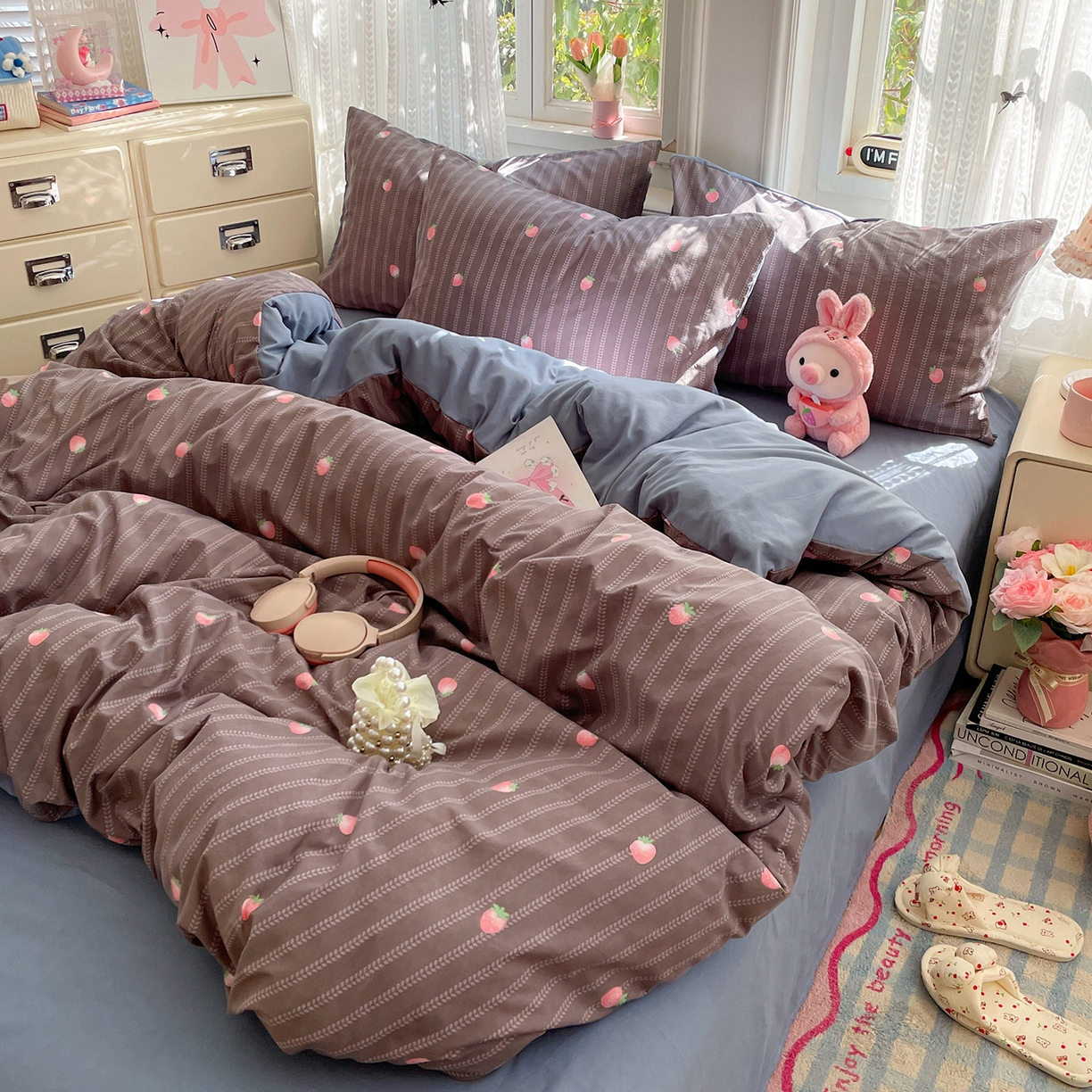 91家纺网 家纺一手货源 找家纺 瑞禾家纺 2026新款古法水洗四件套下载文件包含买家秀 甜酷草莓