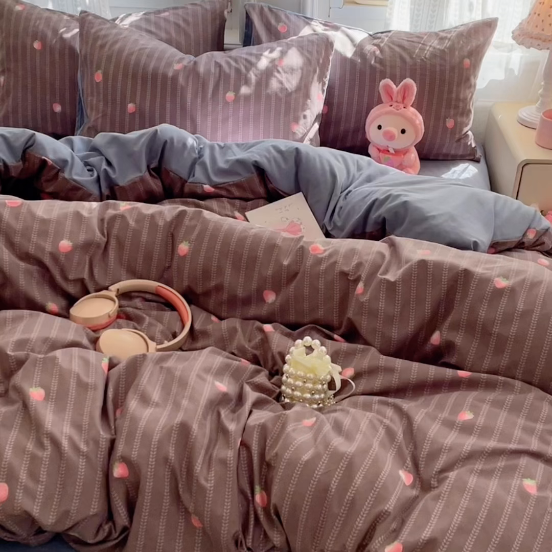 91家纺网 家纺一手货源 找家纺 瑞禾家纺 2026新款古法水洗四件套下载文件包含买家秀 甜酷草莓