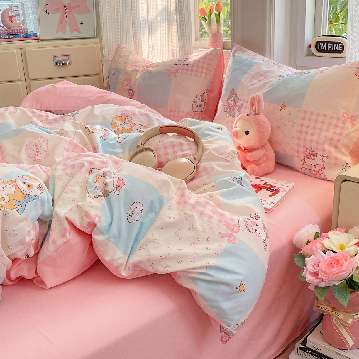 91家纺网 家纺一手货源 找家纺 瑞禾家纺 2026新款古法水洗四件套下载文件包含买家秀 甜趣萌格