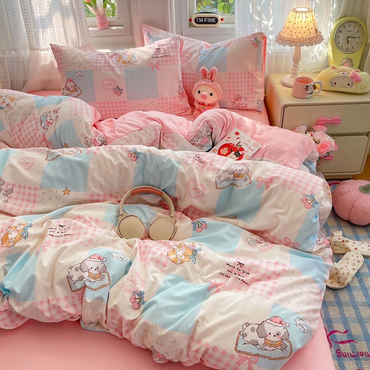 91家纺网 家纺一手货源 找家纺 瑞禾家纺 2026新款古法水洗四件套下载文件包含买家秀 甜趣萌格