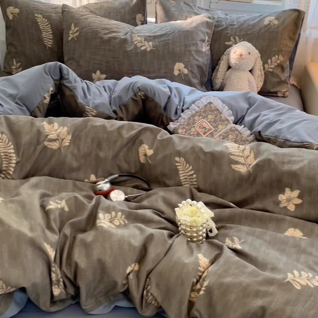 91家纺网 家纺一手货源 找家纺 瑞禾家纺 2026新款古法水洗四件套下载文件包含买家秀 叶影斑驳