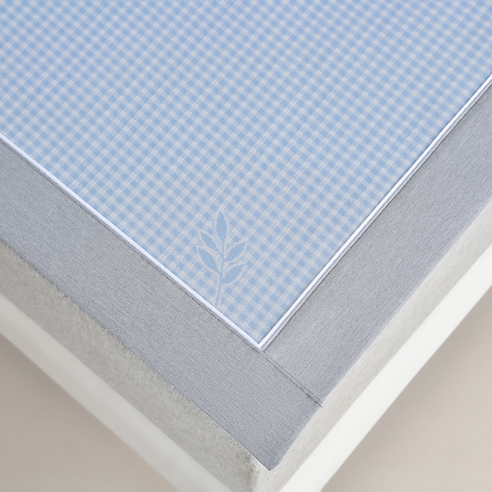 91家纺网 家纺一手货源 找家纺 小牛席业 2026春夏新款【实拍风格】双PE高凉感-小象提花冰丝席系列 蓝色