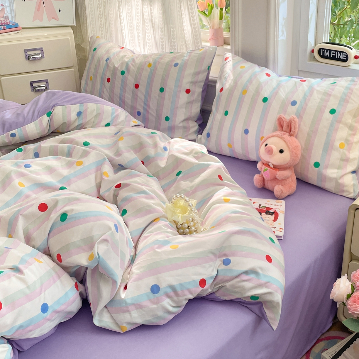 瑞禾家纺 2026新款古法水洗四件套下载文件包含买家秀 圆点趣味