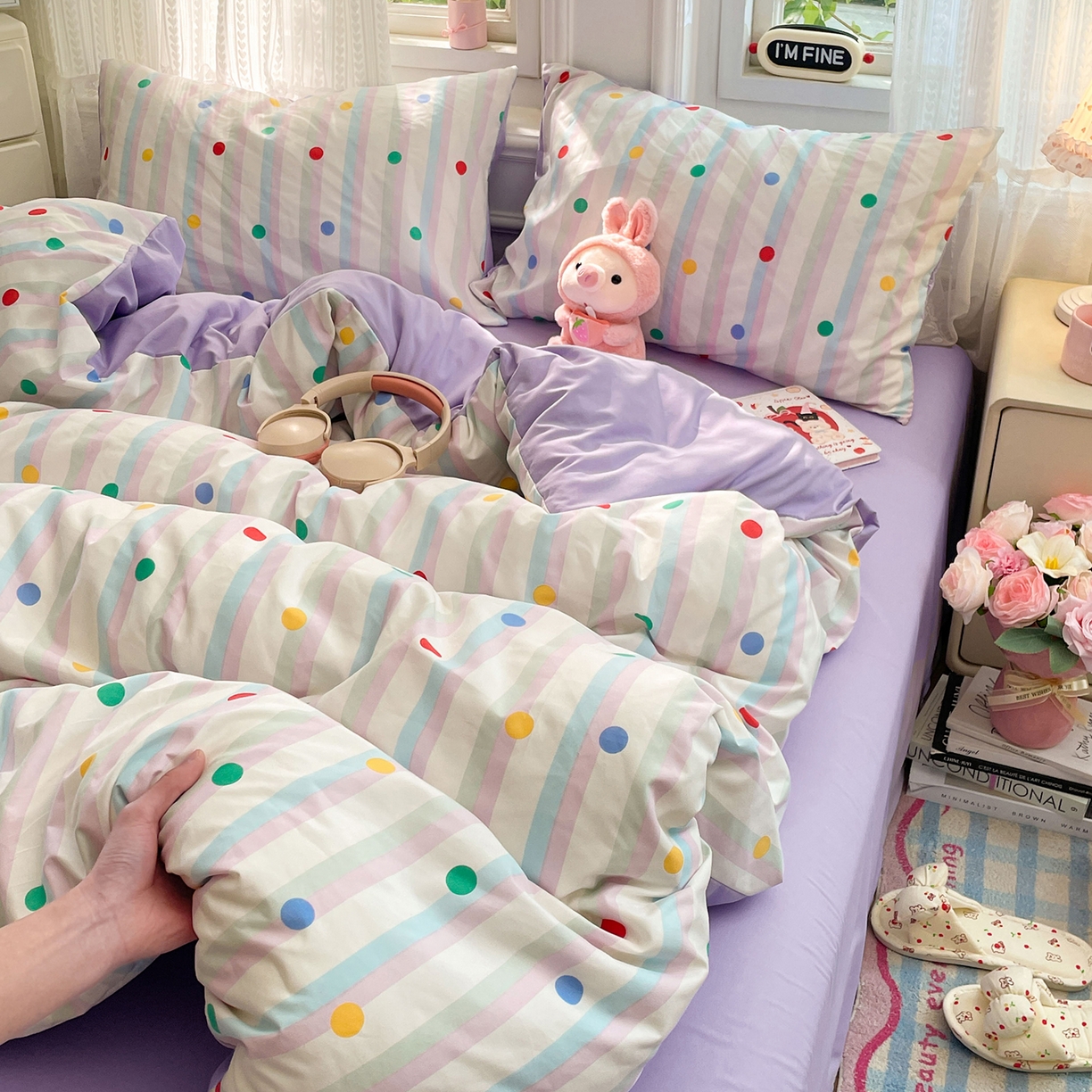 91家纺网 家纺一手货源 找家纺 瑞禾家纺 2026新款古法水洗四件套下载文件包含买家秀 圆点趣味