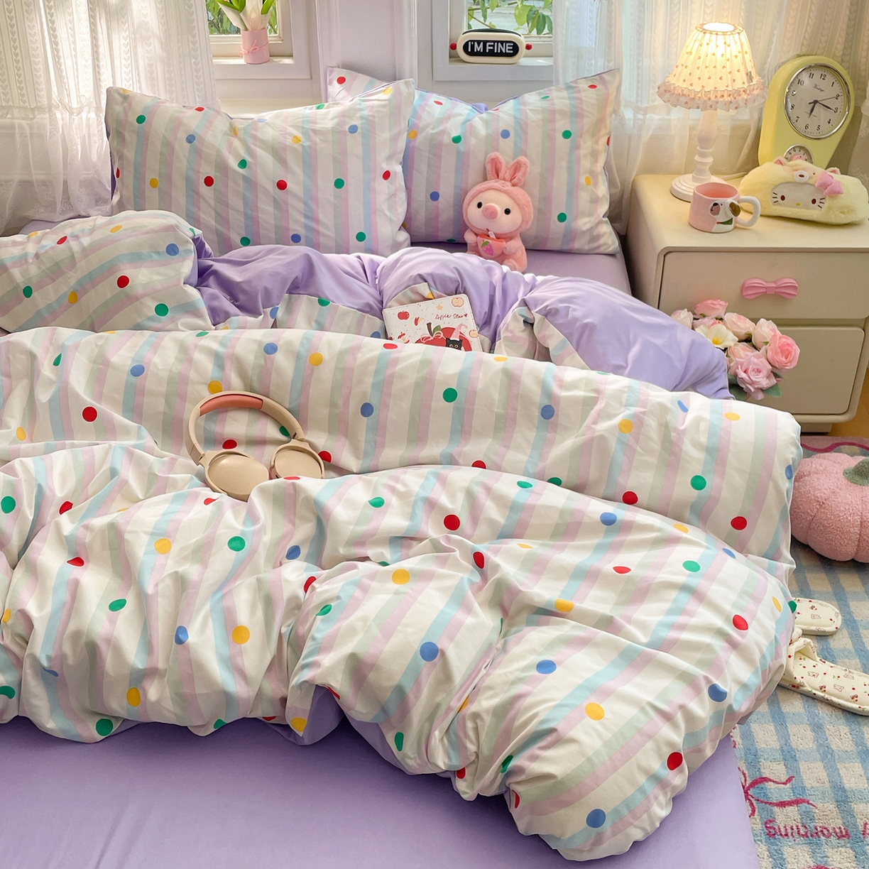 91家纺网 家纺一手货源 找家纺 瑞禾家纺 2026新款古法水洗四件套下载文件包含买家秀 圆点趣味