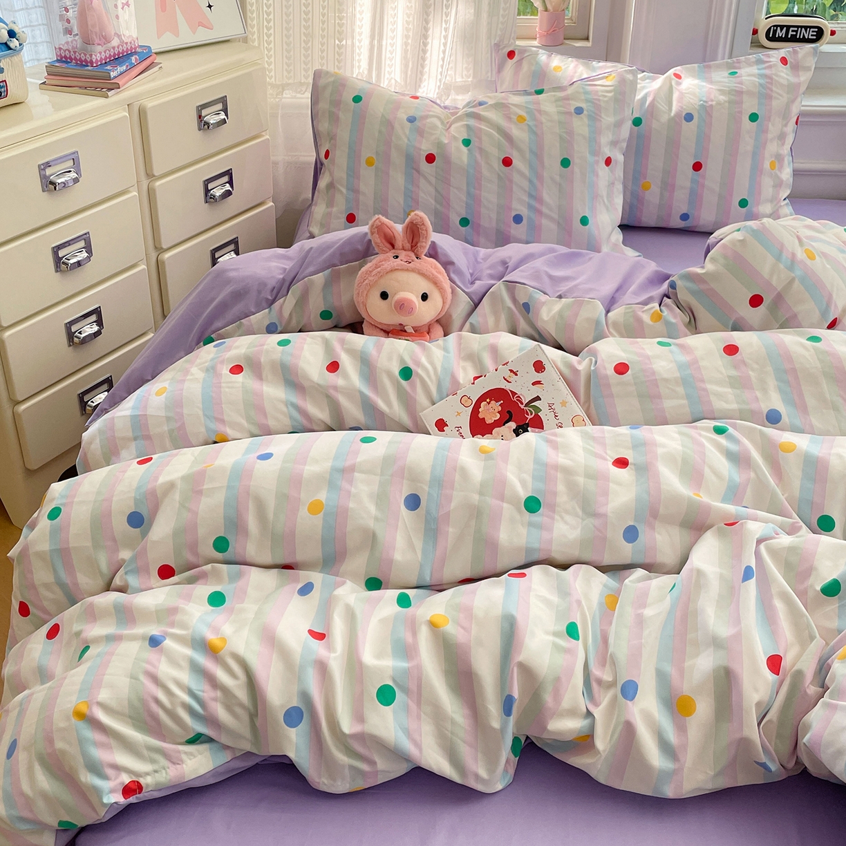 91家纺网 家纺一手货源 找家纺 瑞禾家纺 2026新款古法水洗四件套下载文件包含买家秀 圆点趣味