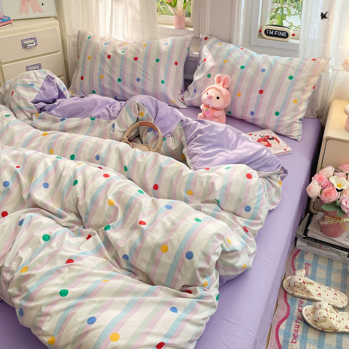 91家纺网 家纺一手货源 找家纺 瑞禾家纺 2026新款古法水洗四件套下载文件包含买家秀 圆点趣味