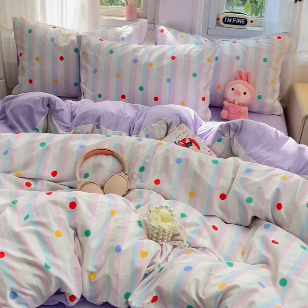 91家纺网 家纺一手货源 找家纺 瑞禾家纺 2026新款古法水洗四件套下载文件包含买家秀 圆点趣味