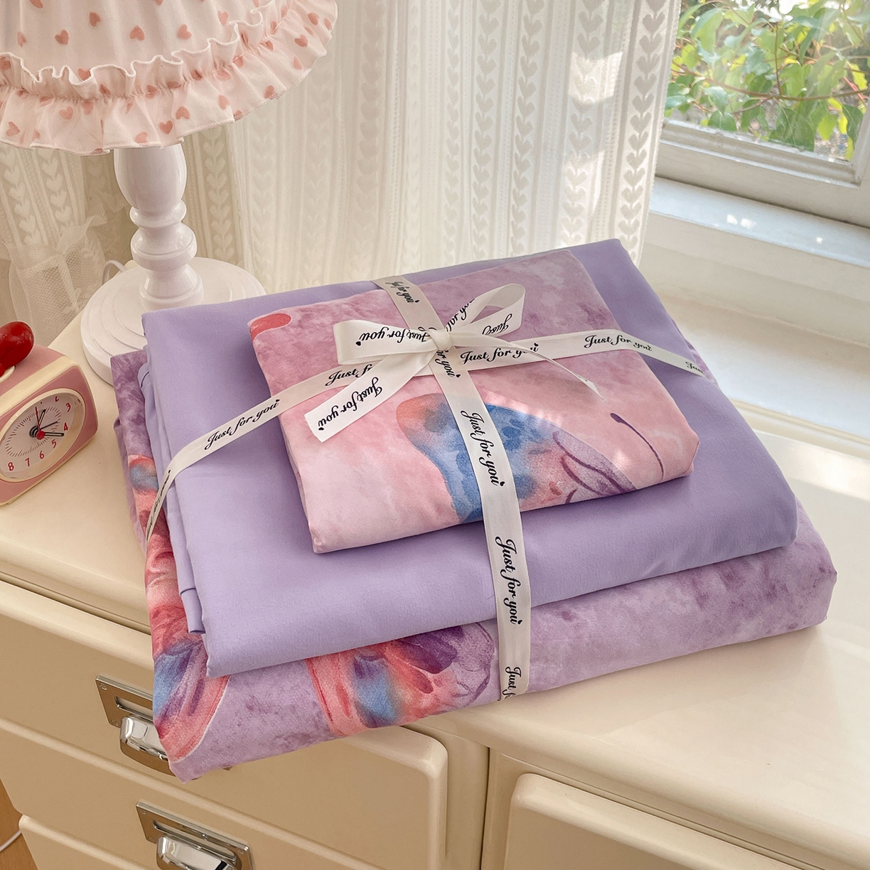 91家纺网 家纺一手货源 找家纺 瑞禾家纺 2026新款古法水洗四件套下载文件包含买家秀 紫蝶