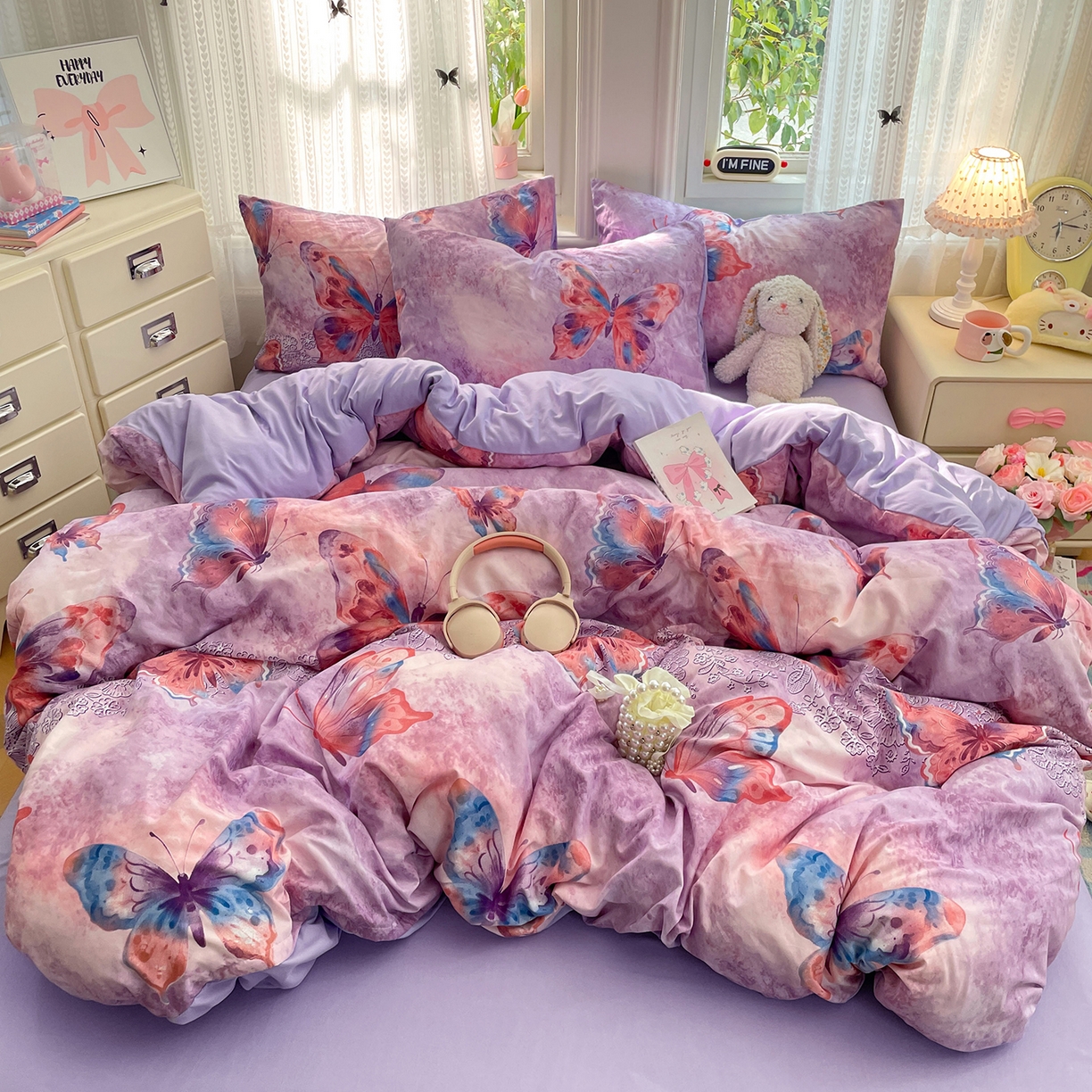 91家纺网 家纺一手货源 找家纺 瑞禾家纺 2026新款古法水洗四件套下载文件包含买家秀 紫蝶