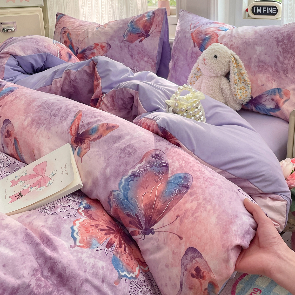 91家纺网 家纺一手货源 找家纺 瑞禾家纺 2026新款古法水洗四件套下载文件包含买家秀 紫蝶