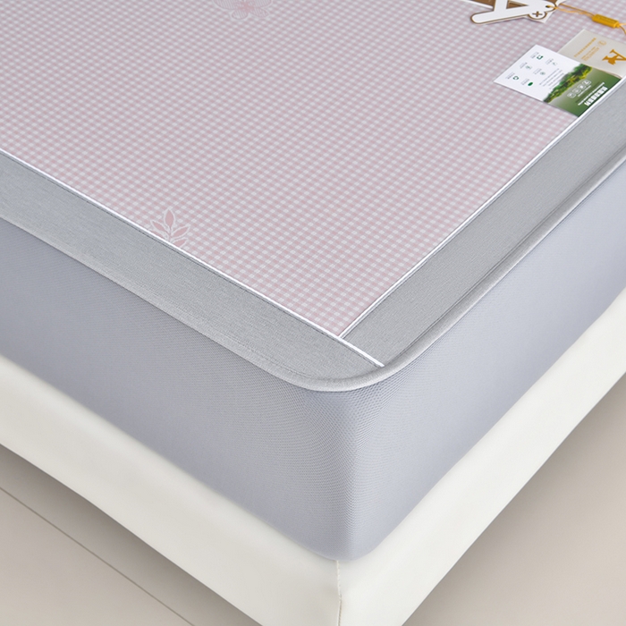 91家纺网 家纺一手货源 找家纺 小牛席业 2026新款【实拍风格】双PE高凉感-小象提花冰丝席系列（床笠款） 粉色