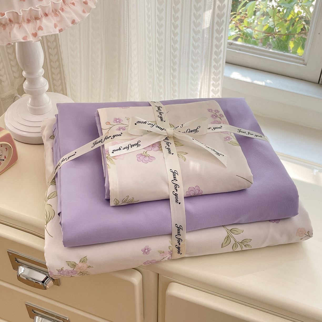 91家纺网 家纺一手货源 找家纺 瑞禾家纺 2026新款古法水洗四件套下载文件包含买家秀 紫雾花町