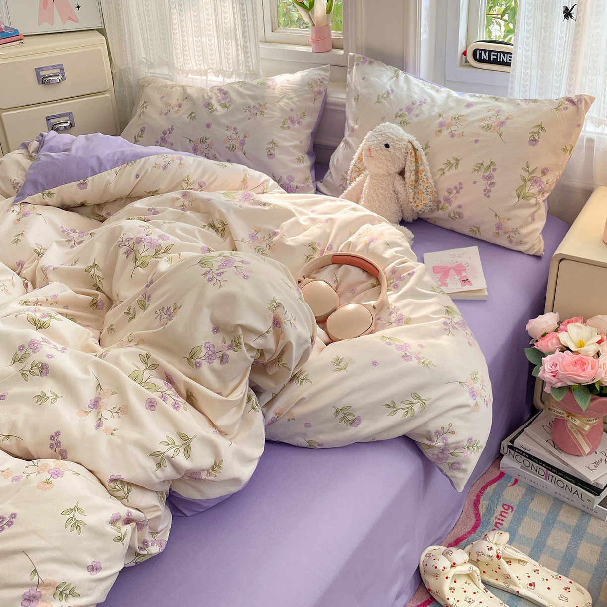 91家纺网 家纺一手货源 找家纺 瑞禾家纺 2026新款古法水洗四件套下载文件包含买家秀 紫雾花町