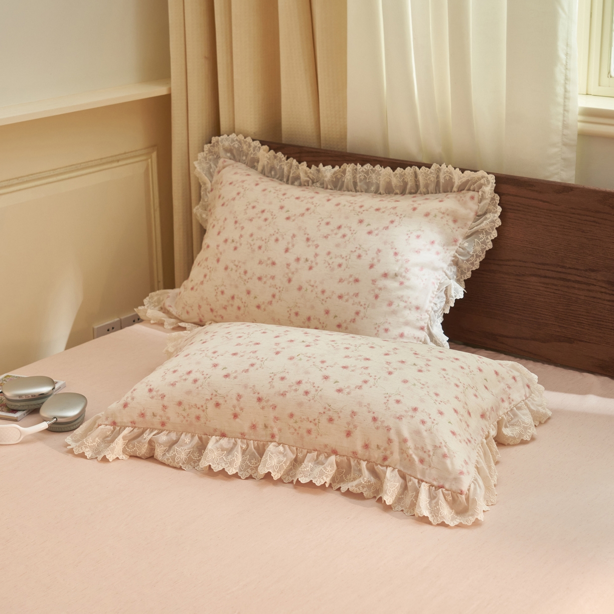 91家纺网 家纺一手货源 找家纺 晨曦家纺 2026新款高端纯棉天丝棉麻莱赛尔夏凉被四件套 粉雾小蔷薇