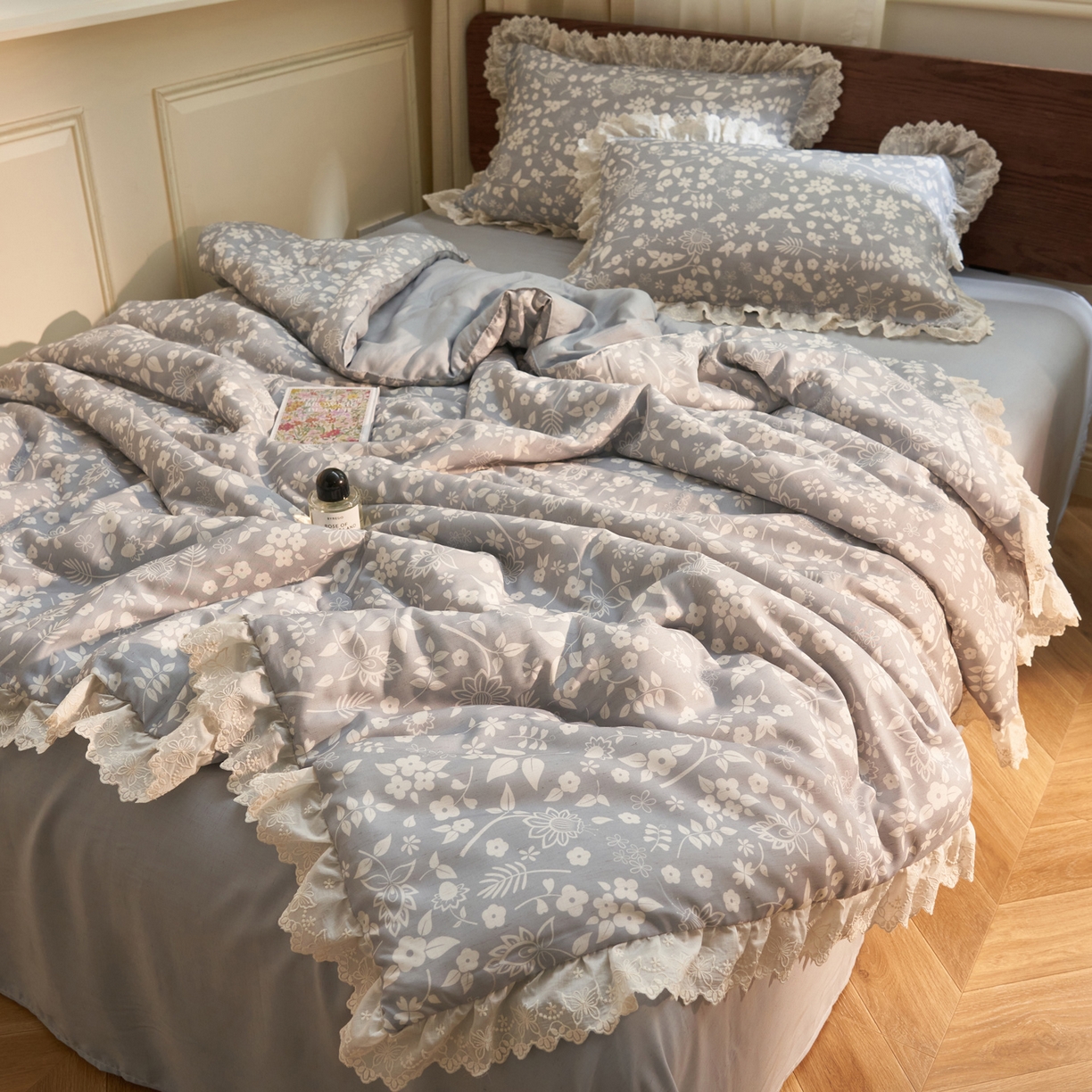 91家纺网 家纺一手货源 找家纺 晨曦家纺 2026新款高端纯棉天丝棉麻莱赛尔夏凉被四件套 海盐奶芙