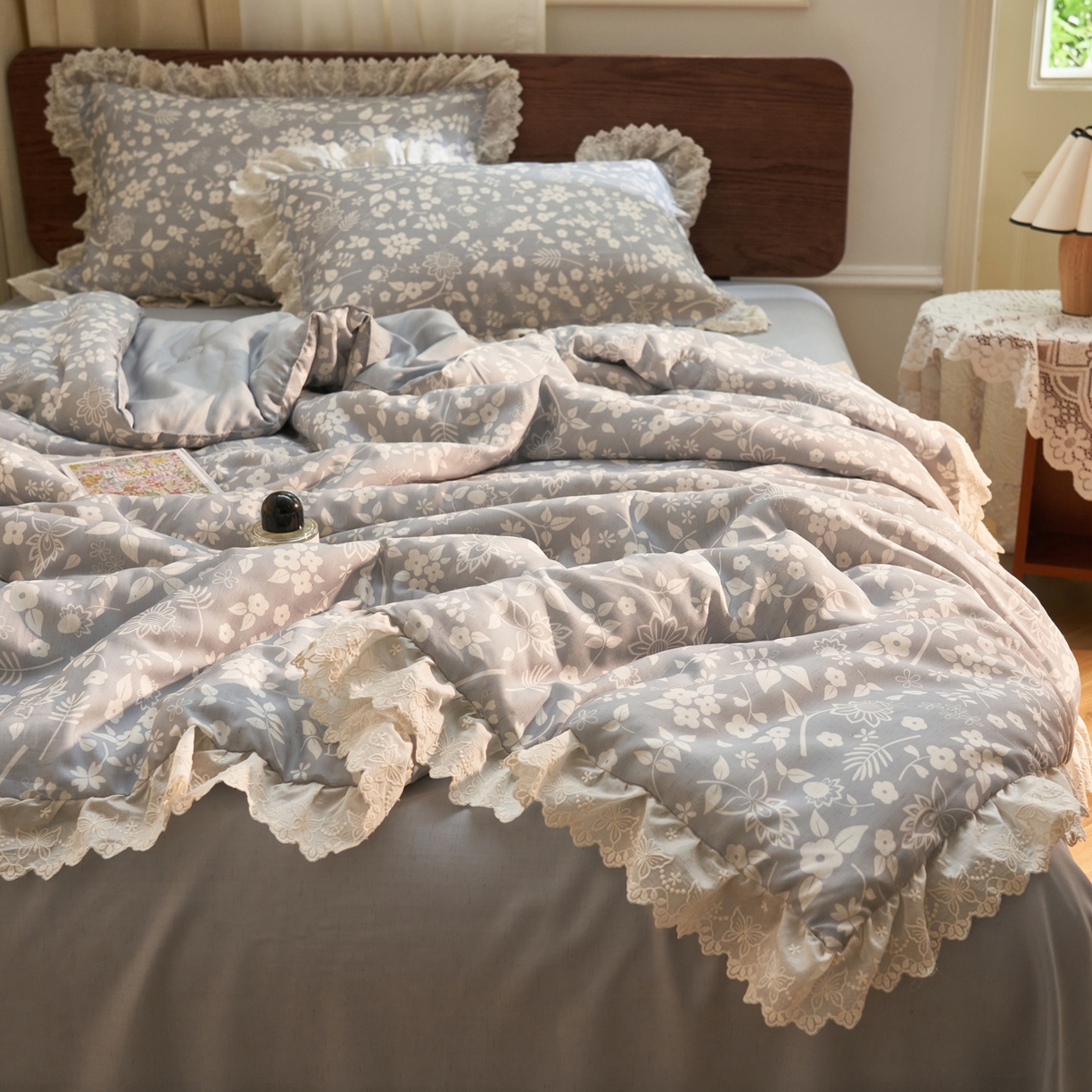 91家纺网 家纺一手货源 找家纺 晨曦家纺 2026新款高端纯棉天丝棉麻莱赛尔夏凉被四件套 海盐奶芙