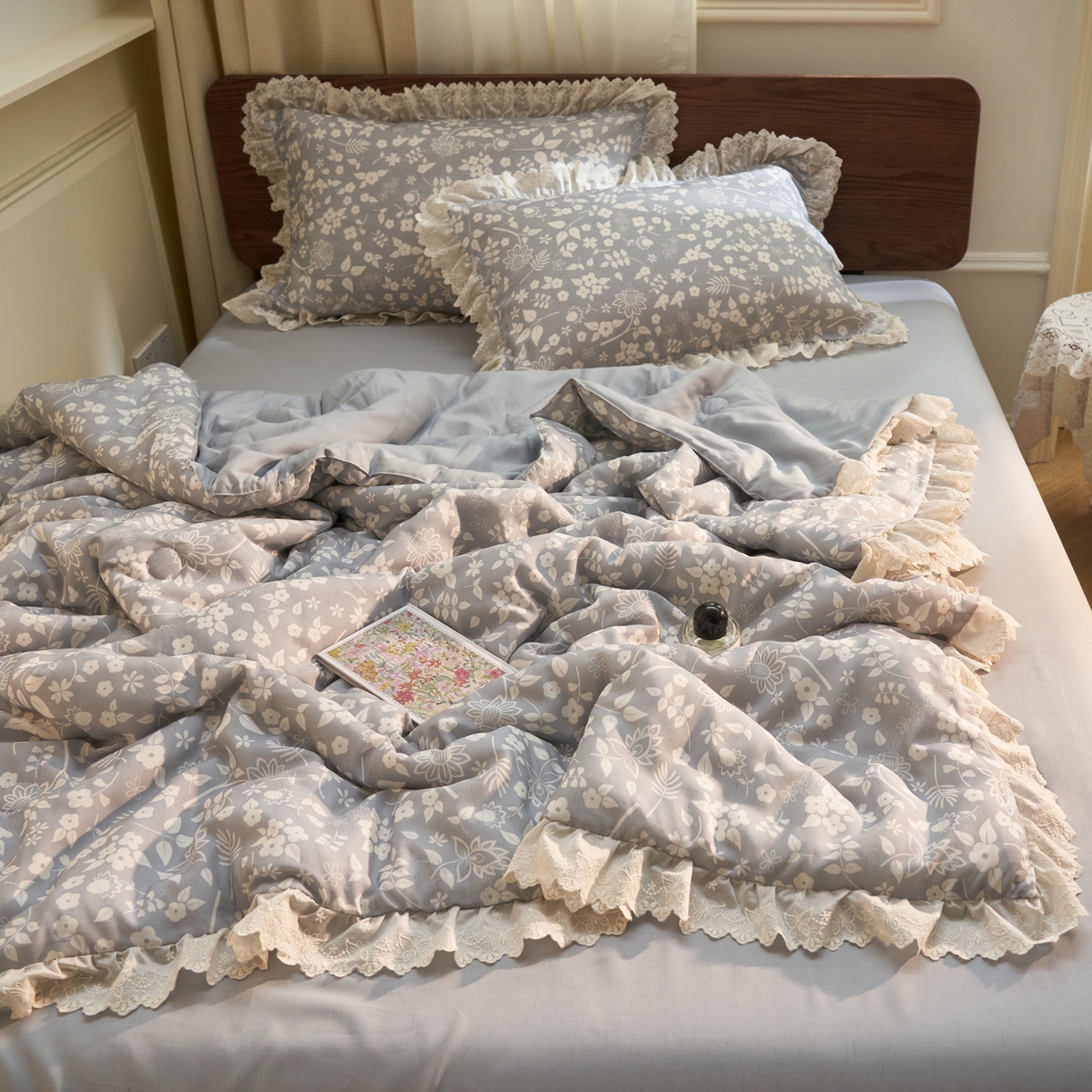 91家纺网 家纺一手货源 找家纺 晨曦家纺 2026新款高端纯棉天丝棉麻莱赛尔夏凉被四件套 海盐奶芙