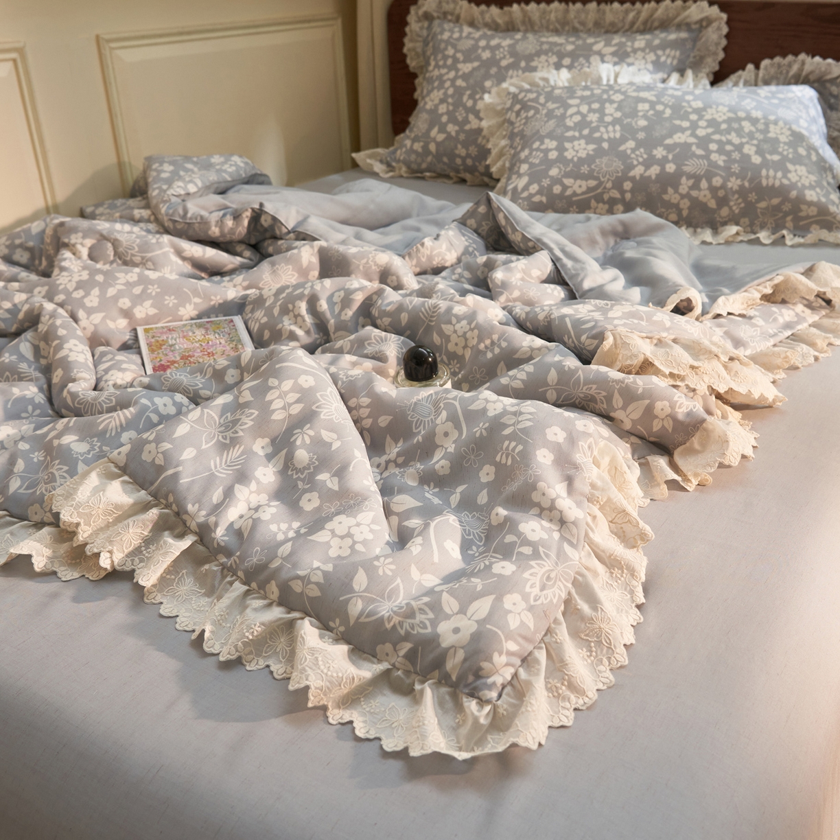 91家纺网 家纺一手货源 找家纺 晨曦家纺 2026新款高端纯棉天丝棉麻莱赛尔夏凉被四件套 海盐奶芙