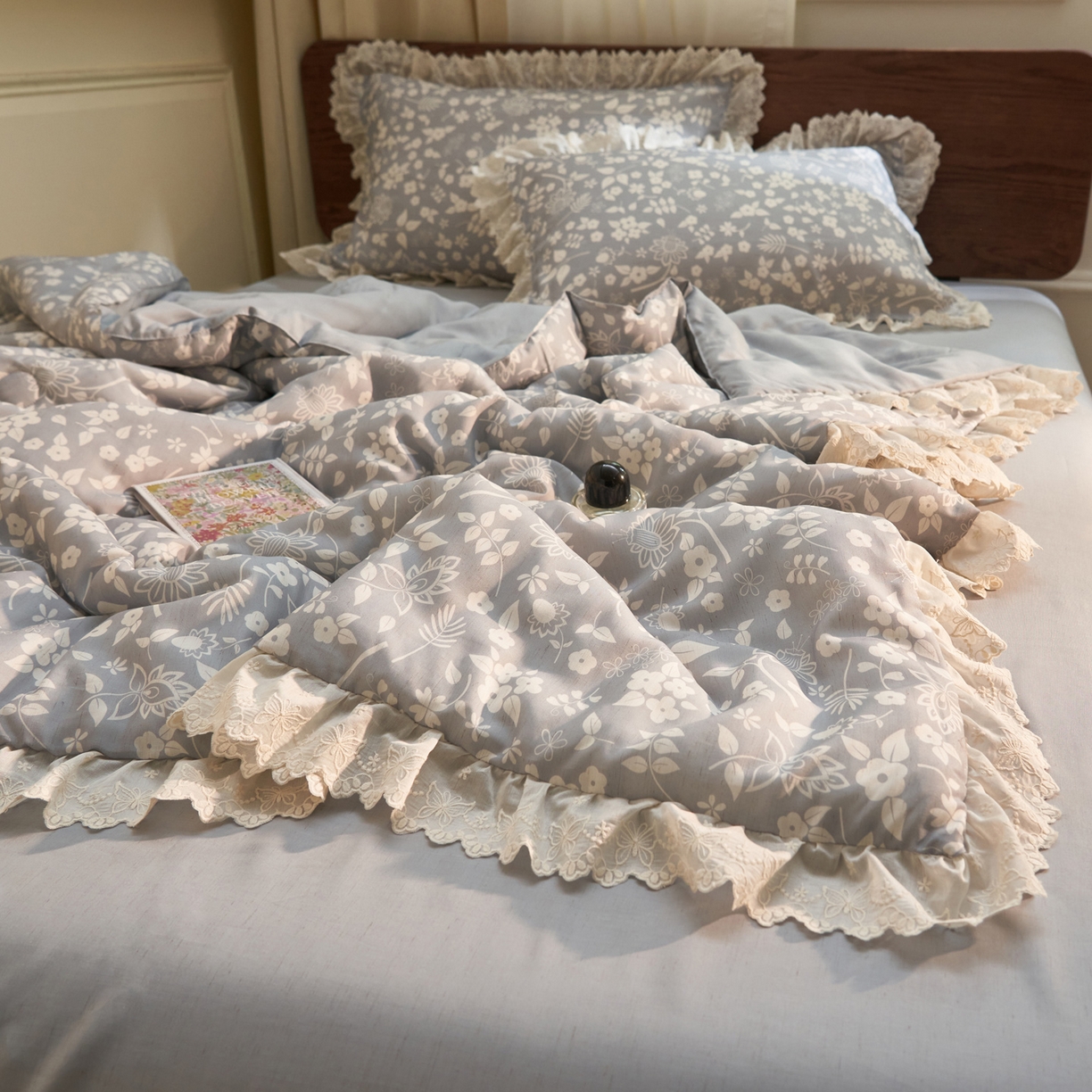 91家纺网 家纺一手货源 找家纺 晨曦家纺 2026新款高端纯棉天丝棉麻莱赛尔夏凉被四件套 海盐奶芙