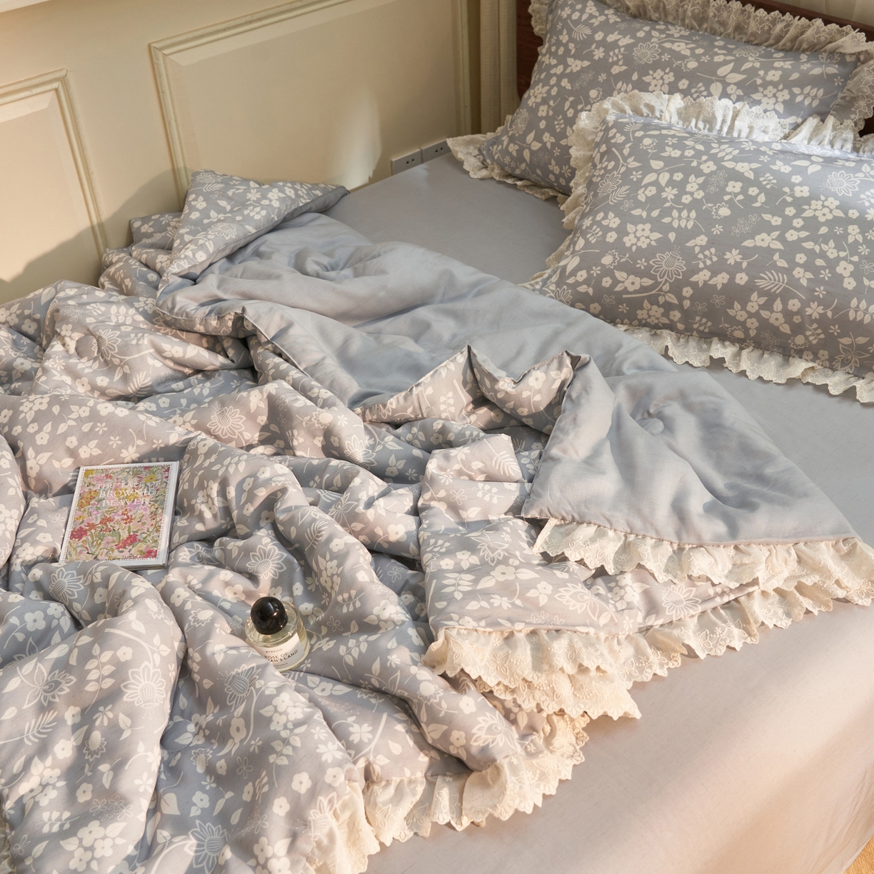 91家纺网 家纺一手货源 找家纺 晨曦家纺 2026新款高端纯棉天丝棉麻莱赛尔夏凉被四件套 海盐奶芙