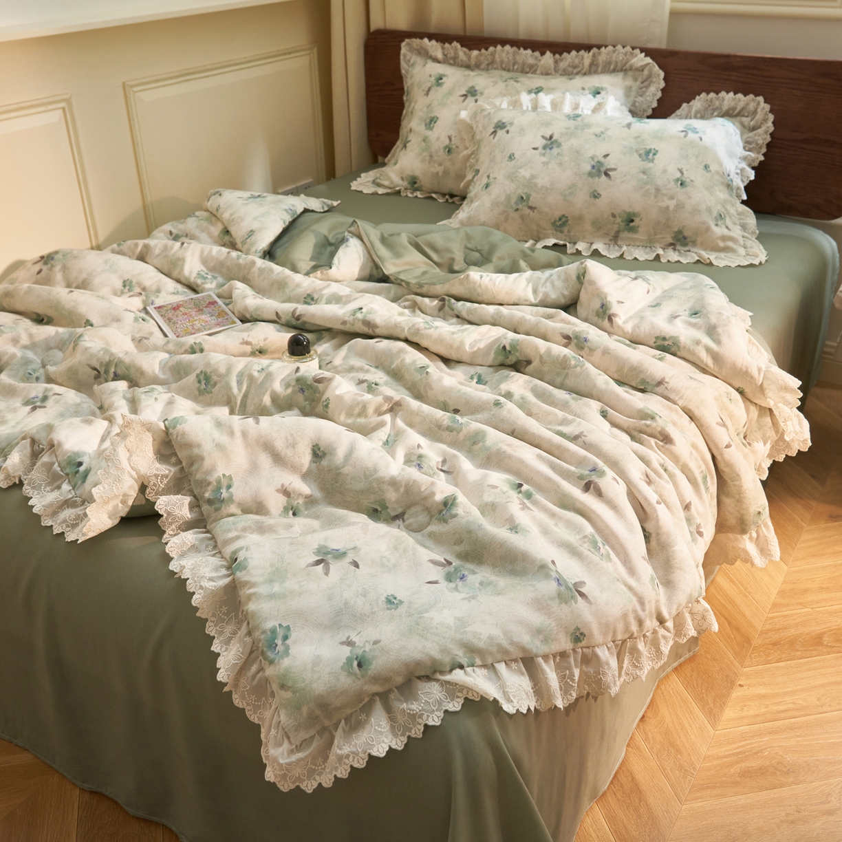 91家纺网 家纺一手货源 找家纺 晨曦家纺 2026新款高端纯棉天丝棉麻莱赛尔夏凉被四件套 塞纳花事