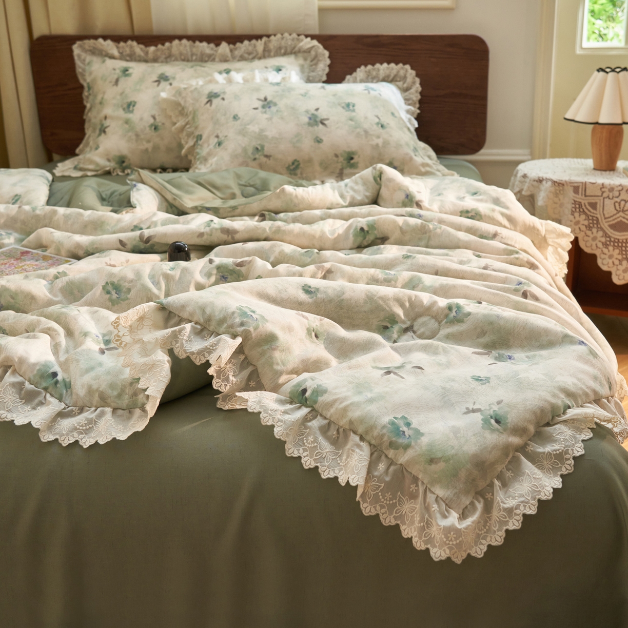 91家纺网 家纺一手货源 找家纺 晨曦家纺 2026新款高端纯棉天丝棉麻莱赛尔夏凉被四件套 塞纳花事