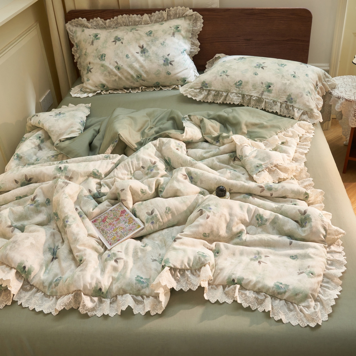 91家纺网 家纺一手货源 找家纺 晨曦家纺 2026新款高端纯棉天丝棉麻莱赛尔夏凉被四件套 塞纳花事