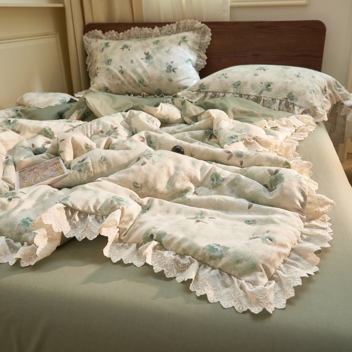 91家纺网 家纺一手货源 找家纺 晨曦家纺 2026新款高端纯棉天丝棉麻莱赛尔夏凉被四件套 塞纳花事