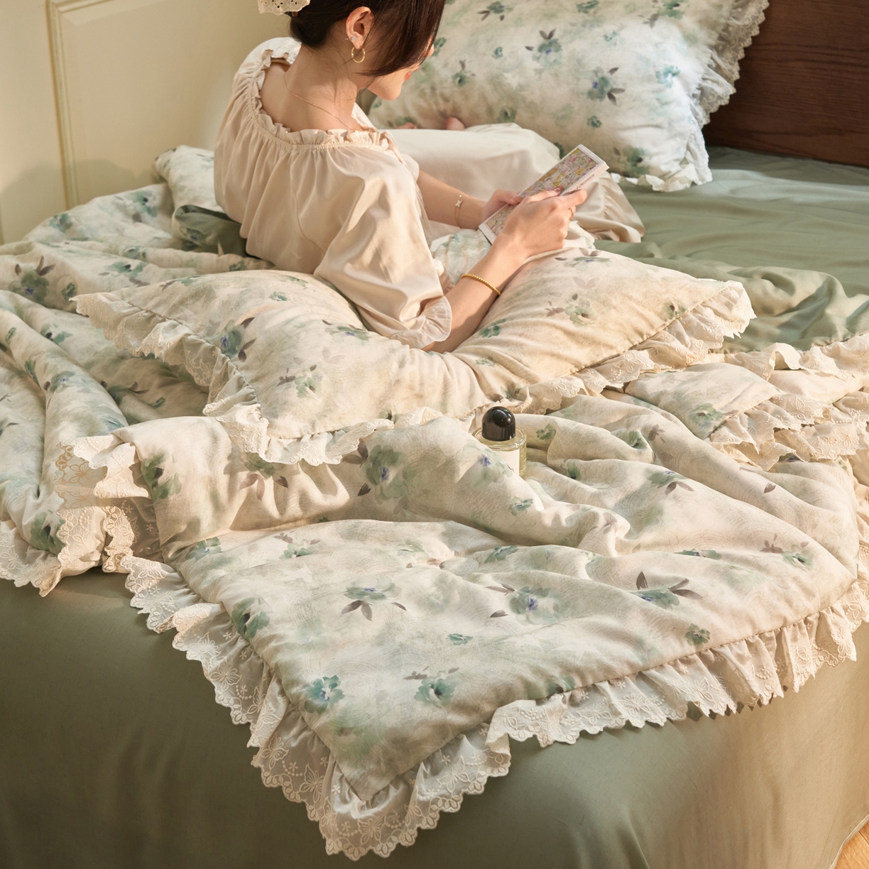 91家纺网 家纺一手货源 找家纺 晨曦家纺 2026新款高端纯棉天丝棉麻莱赛尔夏凉被四件套 塞纳花事