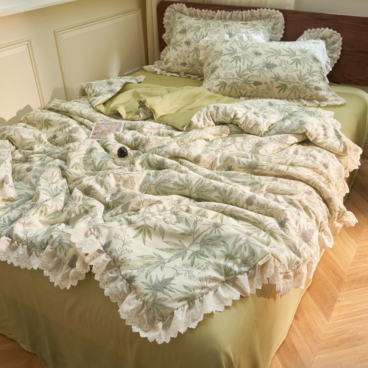 91家纺网 家纺一手货源 找家纺 晨曦家纺 2026新款高端纯棉天丝棉麻莱赛尔夏凉被四件套 香草漫野