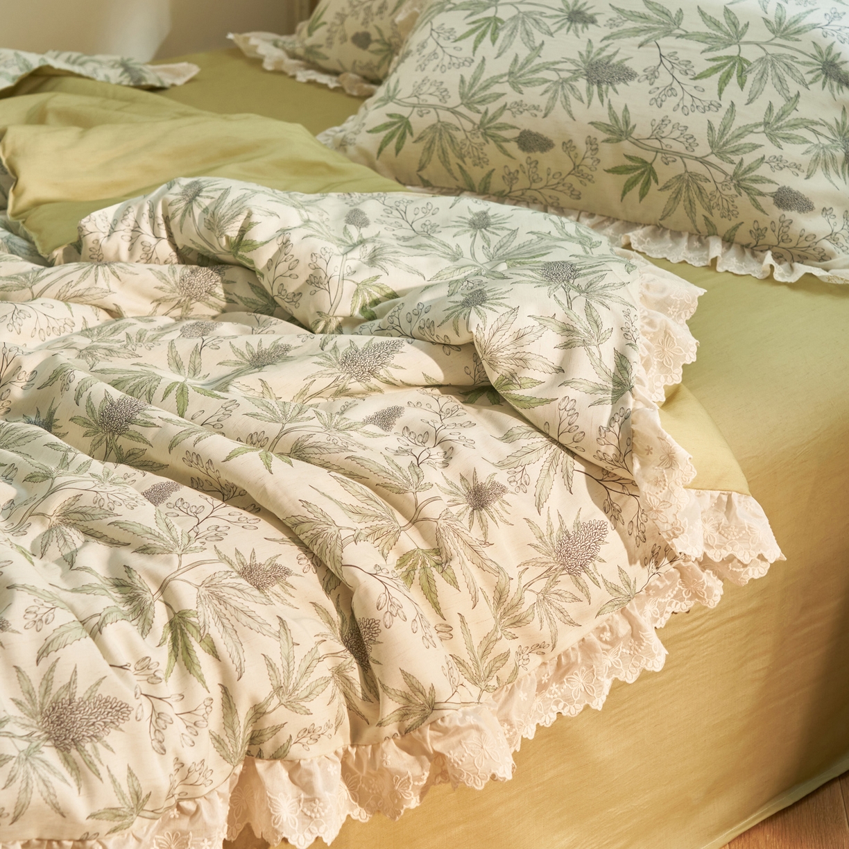 91家纺网 家纺一手货源 找家纺 晨曦家纺 2026新款高端纯棉天丝棉麻莱赛尔夏凉被四件套 香草漫野