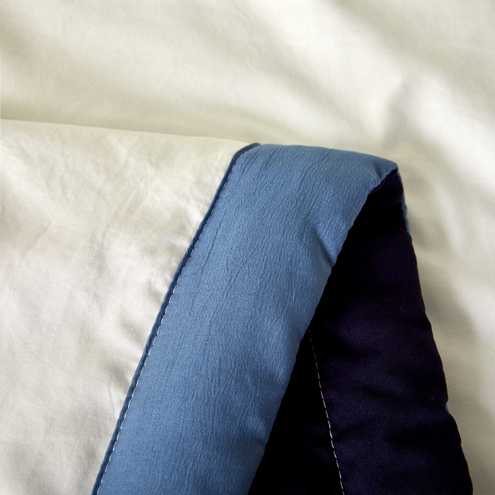 91家纺网 家纺一手货源 找家纺 瑞禾家纺 2026新款水洗棉棉花夏被四件套 米白藏青