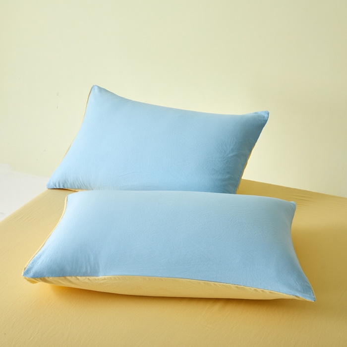 91家纺网 家纺一手货源 找家纺 瑞禾家纺 2026新款水洗棉棉花夏被四件套 天蓝奶黄